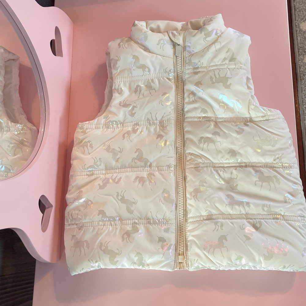 Gap White Iridescent Unicorn Vest